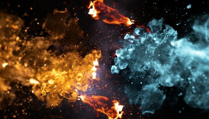 Wall Mural - igniting competition matchup loop against fire ice embers