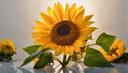 Wall Mural - sunflower on white background