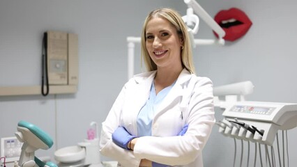 Wall Mural - Beautiful dentist on a duty