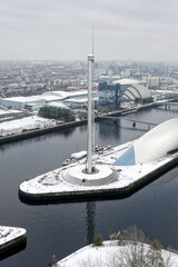 Wall Mural - Glasgow Science Centre Tower on the River Clyde during the winter