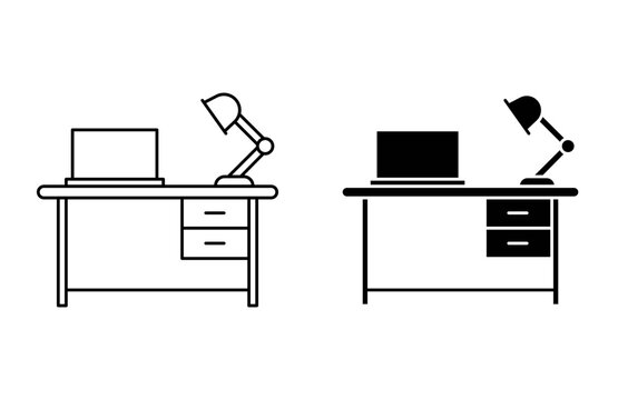 Study table vector icon set. vector illustration