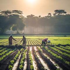 Wall Mural - labor working at agriculture field