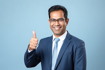 Wall Mural - indian businessman showing thumps up.