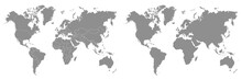 World Map With Borders Of States, Continents Of The Planet With And Without Division Of Country - Stock Vector