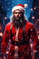 Wall Mural - modern santa claus in the night