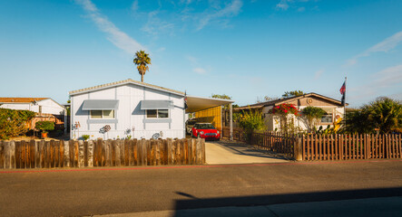 Wall Mural - Mobile home park, age-restricted (55+) community in small beach town in California. Architecture, street view