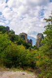 Fototapeta  - Inspirational view of iconic and majestic  Meteora monastery in greece