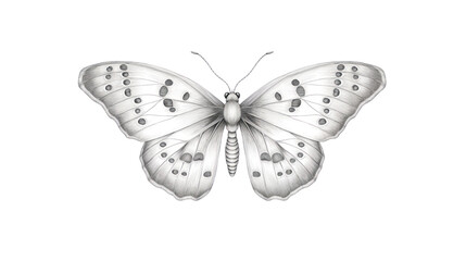 Butterfly in vintage style Moth carved outline isolated on transparent background, PNG file.