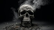 Smoke kills concept. Skull in ashes. Anti tobacco
