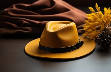 Wall Mural - a hat, jeans and a wallet lay on a white table,