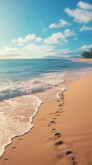 Wall Mural - A sandy beach with footprints in the sand