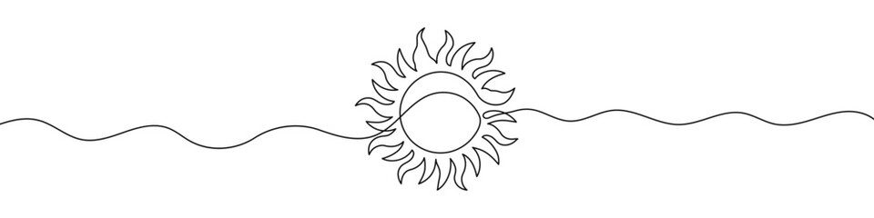 Wall Mural - Continuous line drawing of sun icon. Sun continuous line icon.