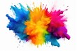 A vibrant burst of paint colors creating an explosion on a clean white background. Suitable for various creative projects