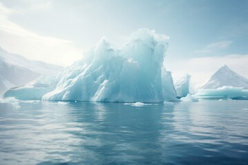 Wall Mural - An iceberg floating in the middle of a body of water. Suitable for nature and climate change concepts