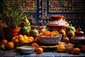 Moroccan-inspired tile backsplash in kitchen.