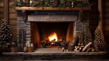 Canvas Print -  a fireplace in a living room with a fireplace mantel and a fireplace mantel with a fireplace mantel and a fireplace mantel in a living room with a fireplace in a room with a fireplace.