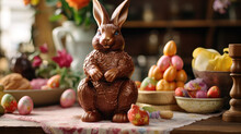Graphic Banner Of Easter Chocolate Easter Bunny
