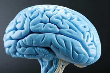 Poster - A blue model of a human brain, suitable for educational and medical purposes