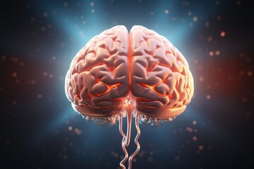 Poster - A computer-generated image of a human brain. This image can be used to illustrate concepts related to neuroscience, artificial intelligence, medical research, or technology advancements
