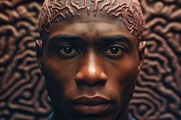 Canvas Print - A close-up view of a person's head showcasing a unique pattern. This image can be used for various purposes