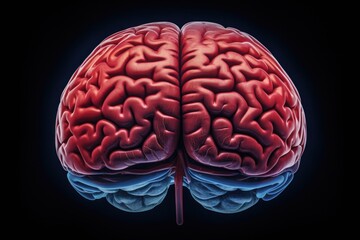 Poster - Detailed close-up of a human brain against a black background. Perfect for medical or scientific presentations