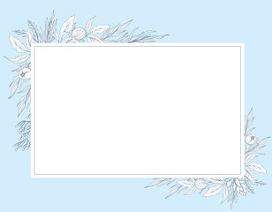 Wall Mural - hand drawn floral frames with flowers, branch and leaves. wreath. elegant logo template. vector illu