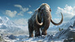 woolly mammoth, prehistoric animal in frozen ice age landscape. generative ai