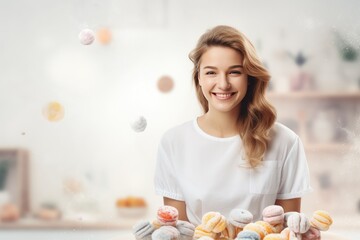 Wall Mural - Beautiful woman bakes delicious and healthy holiday sweets