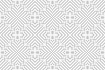 Canvas Print - Abstract Seamless Geometric Checked Pattern. Light Grey and White Texture.