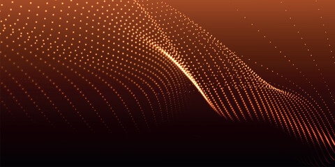 Poster - Abstract digital particle wave. Futuristic dotted wave. Big data digital code. Technology or science banner. Technology background vector. Vector illustration.