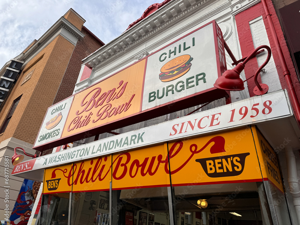Washington, DC - December 2, 2023: Outside of the original Ben's Chili ...