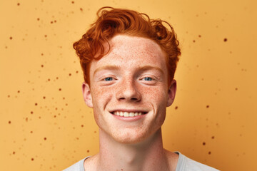 A young man with red hair and freckles smiles for the camera