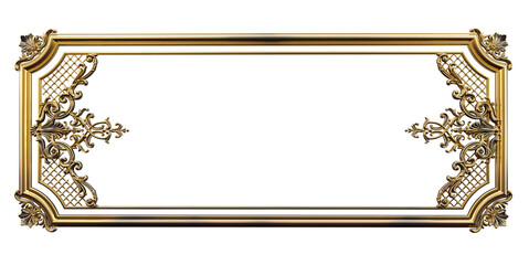 Wall Mural - 3d render of decorative golden vintage frames, golden baroque frame on transparent background.