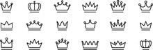 Crown Thin Line Icon Set. Silhouette Crown Collection. Black Crown Symbol. Editable Stroke. Vector Illustration.