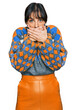 © Krakenimages.com - Young hispanic woman wearing casual clothes shocked covering mouth with hands for mistake. secret concept.