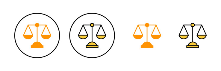 Wall Mural - Scales icon set for web and mobile app. Law scale icon. Justice sign and symbol