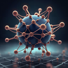 A close up digital illustration of quantum biology and a single cell.