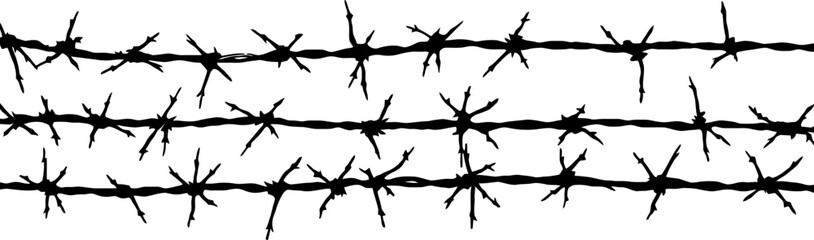 Wall Mural - Barbed wire drawing silhouette