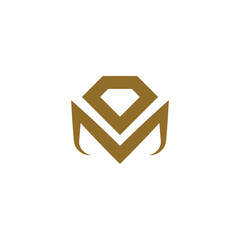 letter M diamond gold logo design