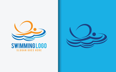 Poster - Swimming Logo Design with Simple and Minimalist Concept. Usable for Swimming Club, Course, Competition, Brand and Company.