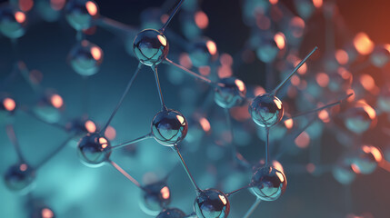 Wall Mural - A close up of a molecular structure with many small spheres on it