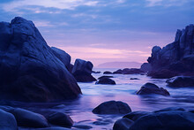 Blu And Purple Sunset Over The Sea