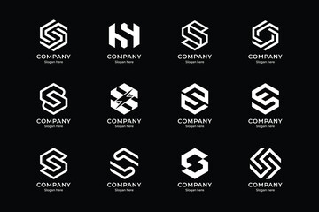 Wall Mural - Set of abstract letter S logo design. icons for business of luxury elegant, simple with white color