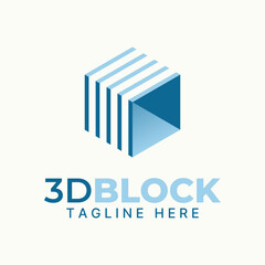 Poster - Logo design graphic concept creative abstract premium vector sign unique stock 3D hexagon hole square. Related to mathematic manipulation shape colour