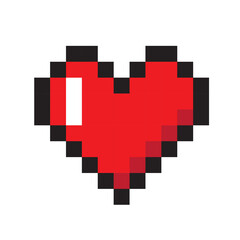 red love illustration in pixel art style,love isolated on white background, vector love pixel art,8 bit