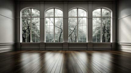 Wall Mural - Empty room - large windows - wood floors - stylish - architecture - old - antique 