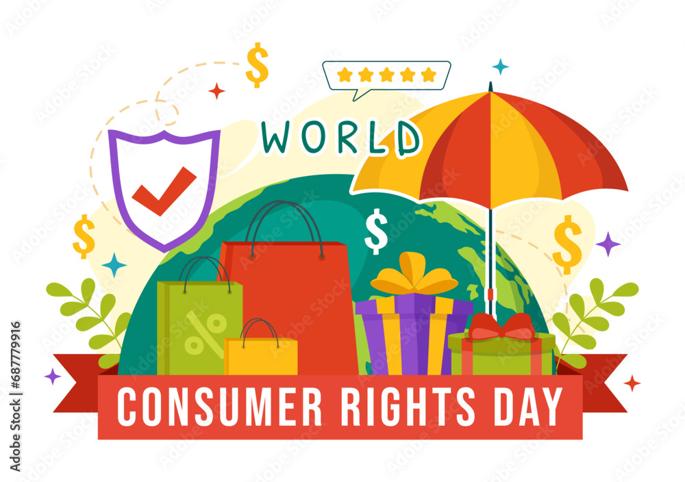 World Consumer Rights Day Vector Illustration on 15 March with Shopping ...