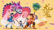 Auspicious dragon dance CNY card