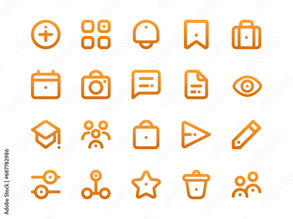 User Interface Icon Pack Gradient Outline Style. Material Icon ...