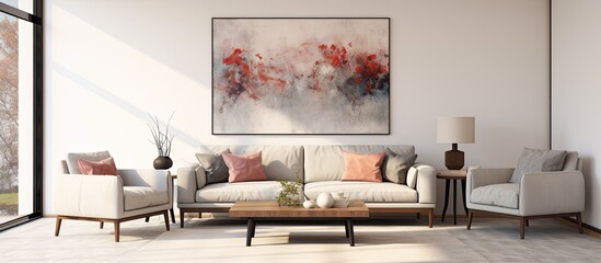 Canvas Print - Living room with furniture and artwork